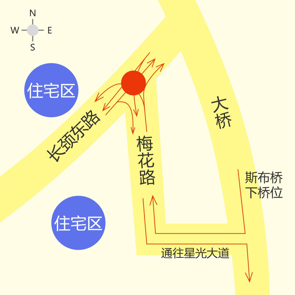 圖1 長(zhǎng)頸路-梅花路交叉口地理位置圖
