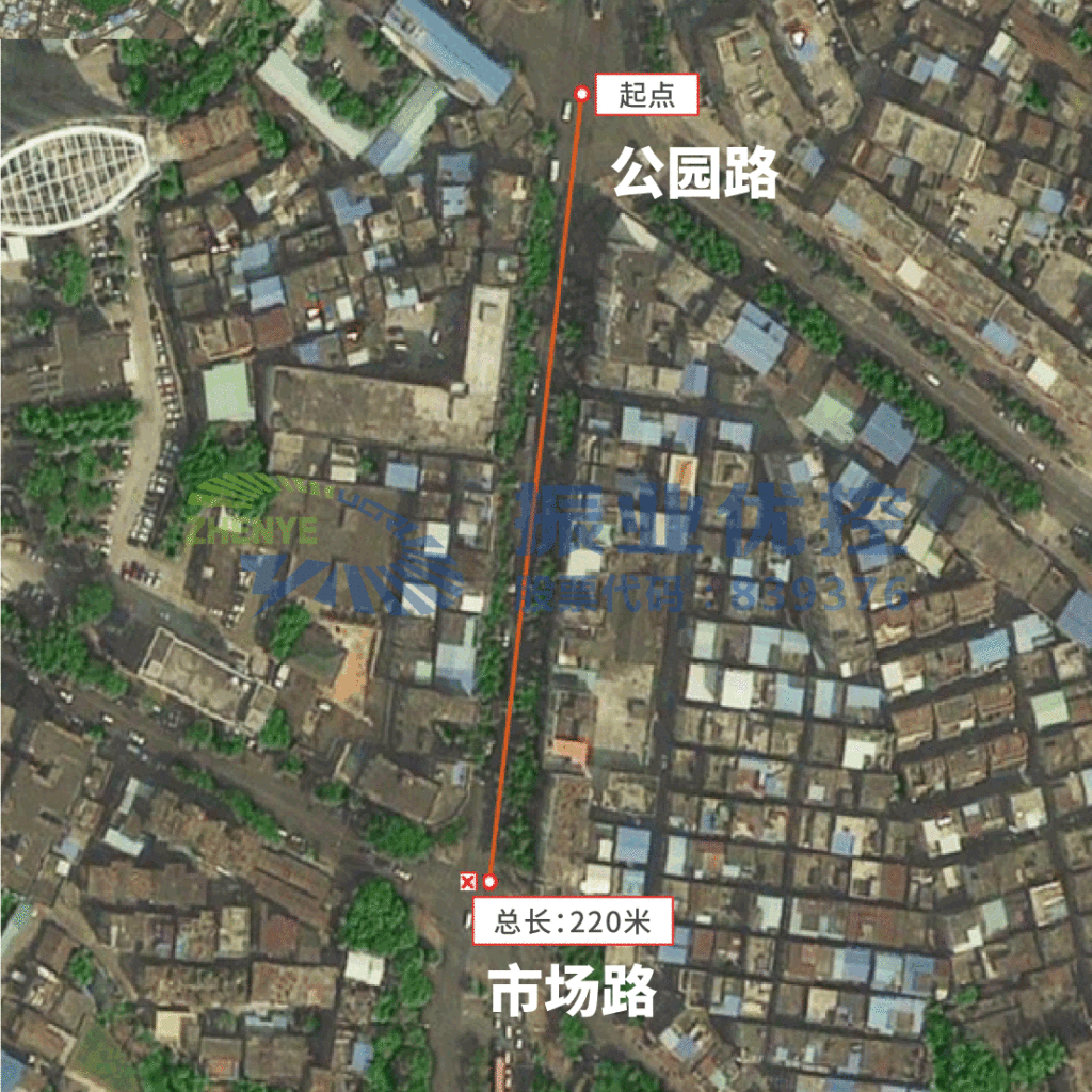 圖2 公園路口和市場路口衛(wèi)星圖
