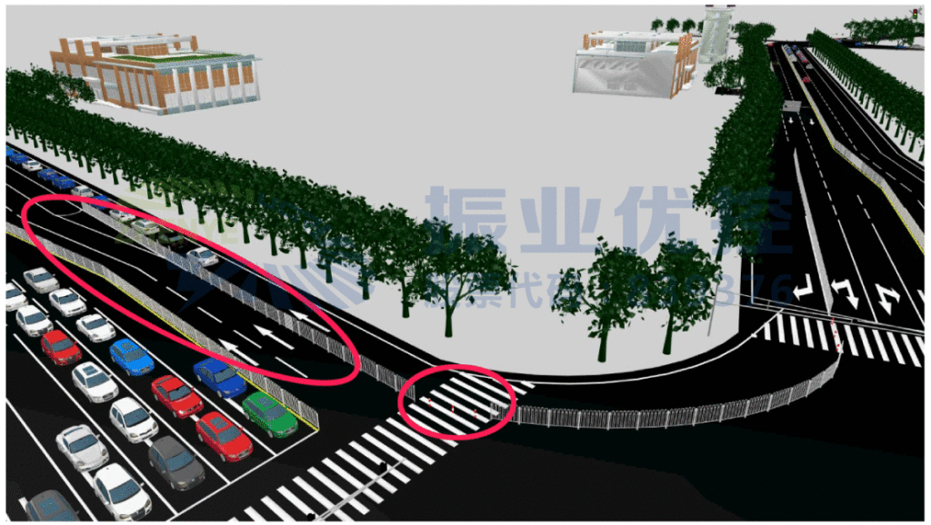 圖8 增設(shè)護(hù)欄和警示樁(錦江中路)