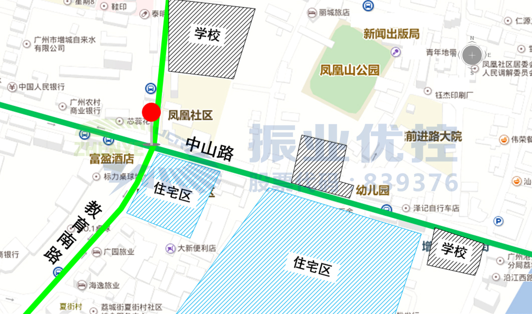 圖1 教育南路-中山路路口周邊示意圖