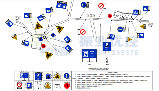 圖2 建設鎮(zhèn)停車點標志分布示意圖