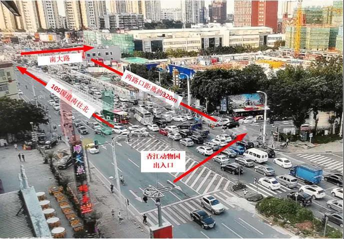 圖4 香江動(dòng)物園路口運(yùn)行情況(優(yōu)化前)