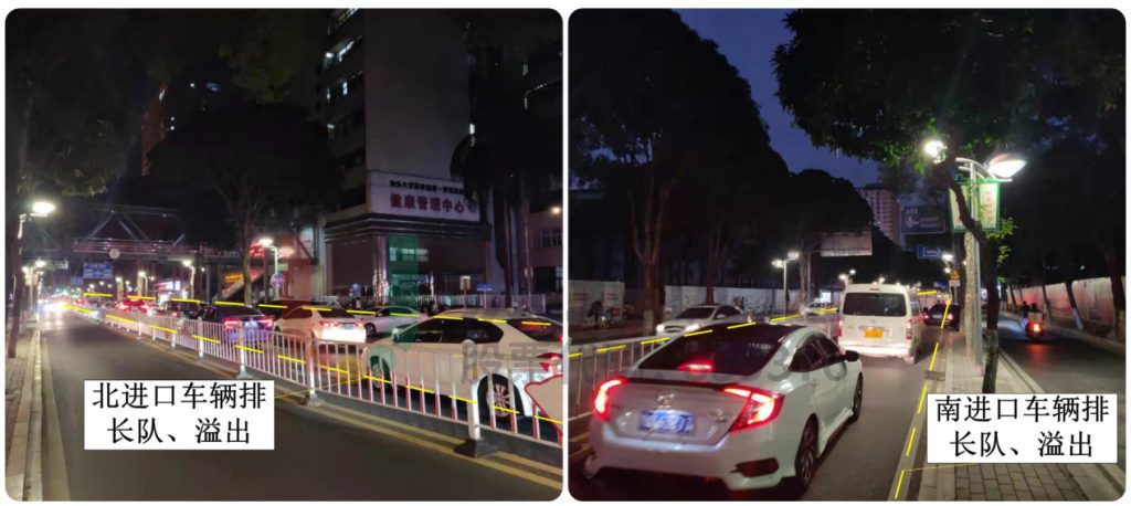 圖19 南、北進(jìn)口排長(zhǎng)隊(duì)、溢出現(xiàn)象