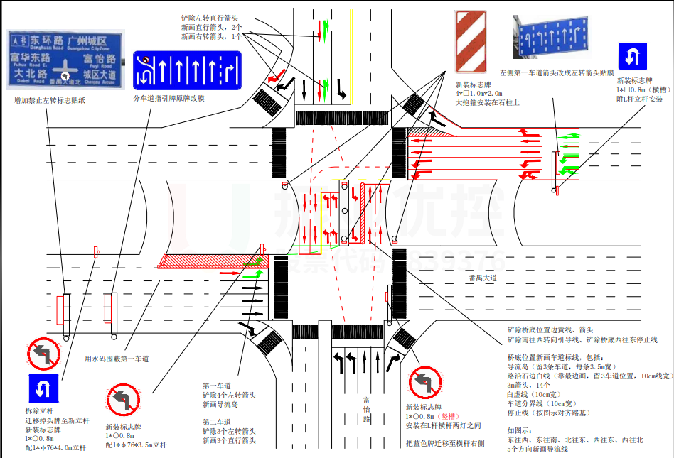 圖9 改造后番禺-富華交叉口橋底車(chē)道整改情況