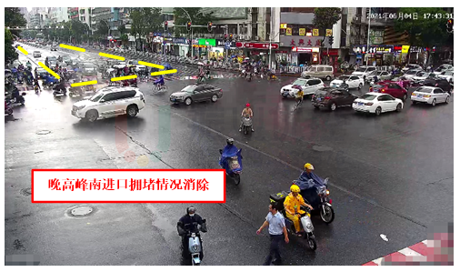 圖12 長(zhǎng)江-天山路口南北進(jìn)口擁堵情況得到緩解(優(yōu)化后)