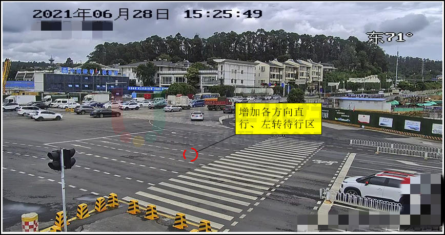 圖7 路口增加各方向左轉(zhuǎn)、直行待行區(qū)