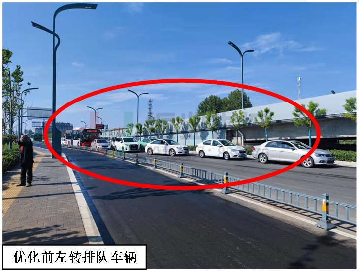 圖6 南進(jìn)口優(yōu)化前后排隊(duì)長度對(duì)比