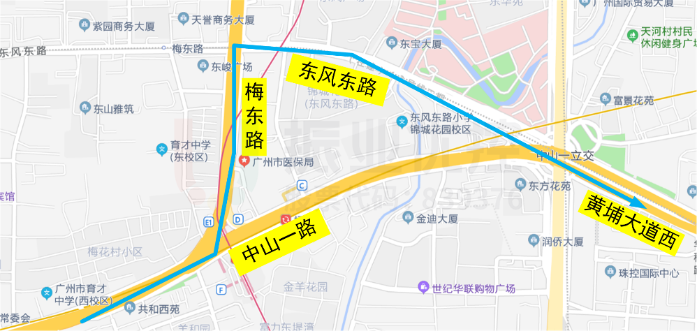 圖5 部分機(jī)動(dòng)車前往黃埔大道方向的通行路線
