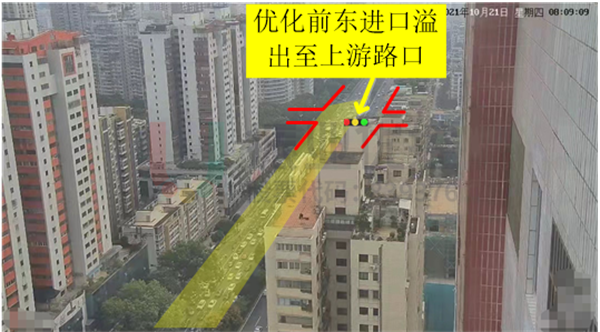 圖3 金砂-天山路口東進(jìn)口溢出(優(yōu)化前)