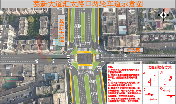 圖14-1 荔新大道匯太路口兩輪車道示意圖