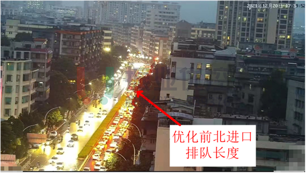 圖7 金砂-汕樟路口北進(jìn)口排隊(duì)長(zhǎng)度(優(yōu)化前)