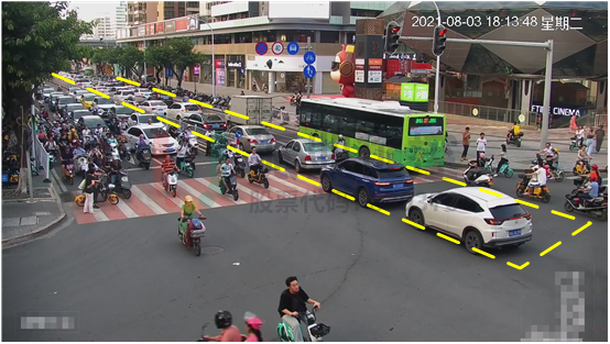 圖11 黃河-華山路口南進(jìn)口回溢頻繁（優(yōu)化前）